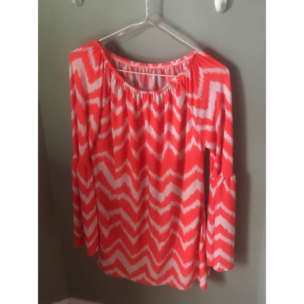 Chevron Dress with Bell Sleeves